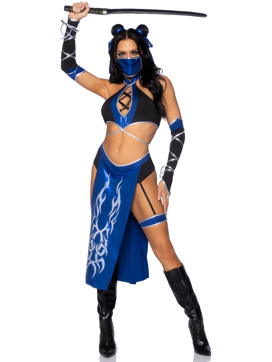 Womens Sexy Blue Ninja Mortal Combat Costume Main Image