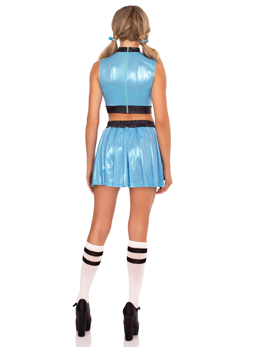 Womens Sexy Blue Super Sweetie Powerpuff Girls Costume Back Image