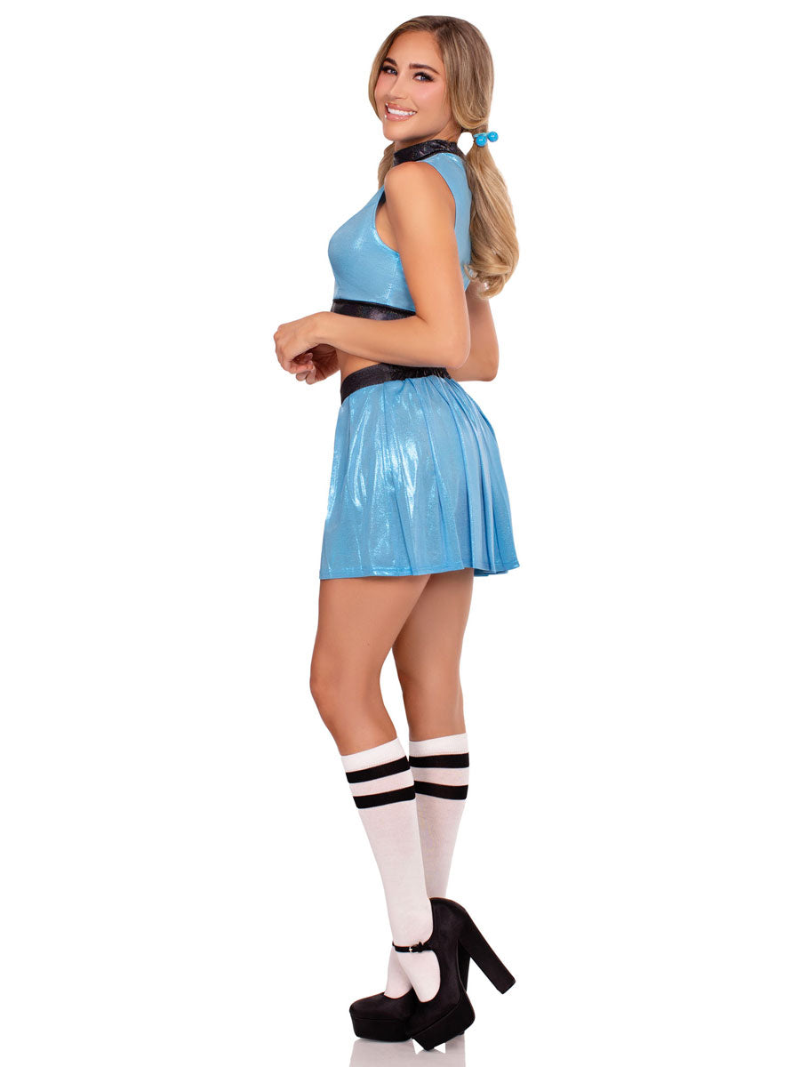 Womens Sexy Blue Super Sweetie Powerpuff Girls Costume Side Image