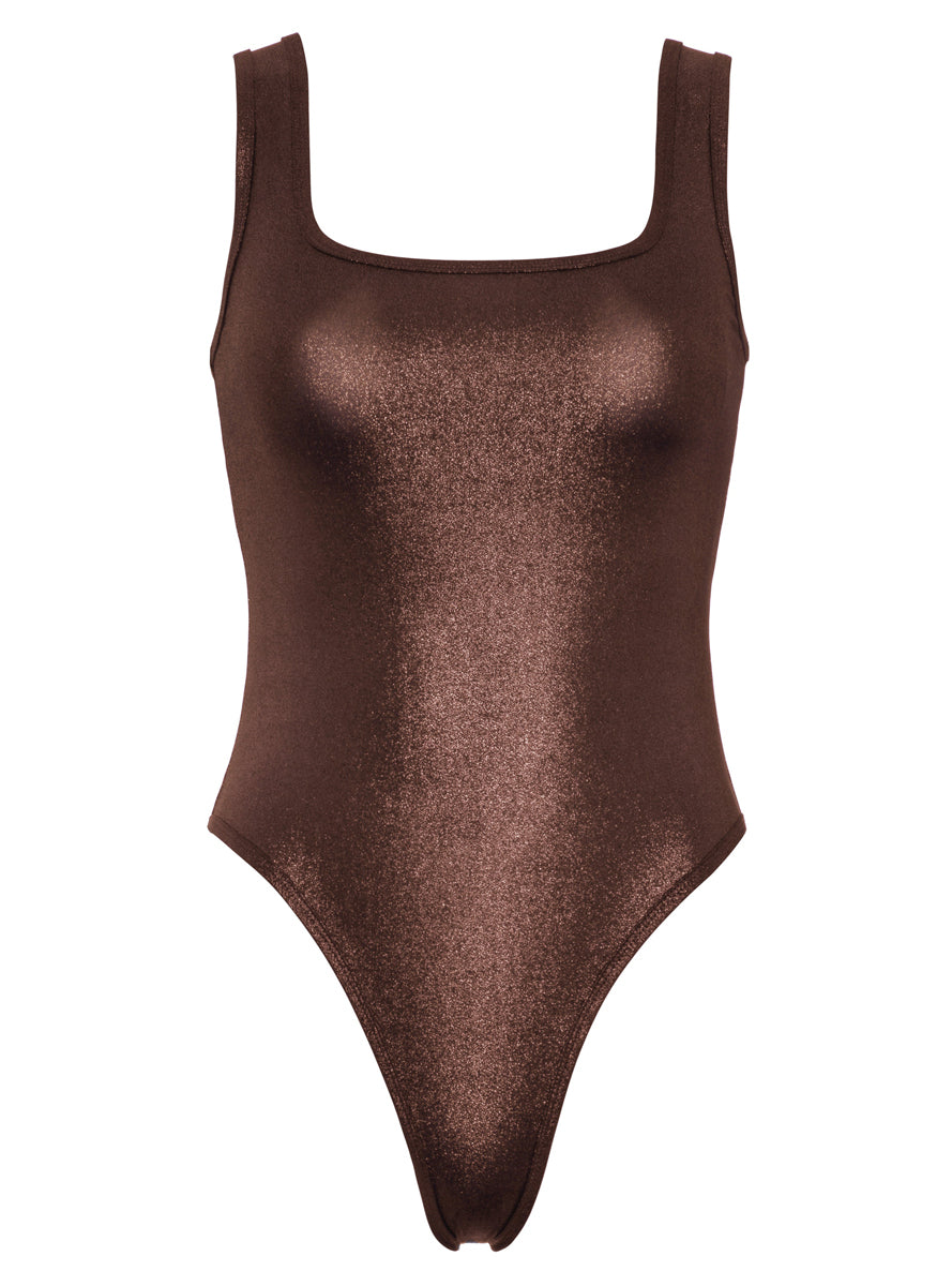 Womens Bronze Shimmer Bodysuit Alternate Image