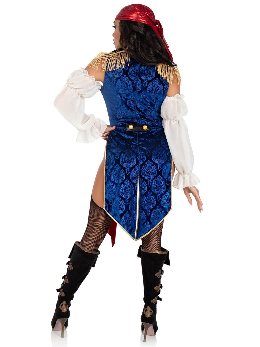 Womens Sexy Buccaneer Beauty Pirate Bodysuit Costume Back Image