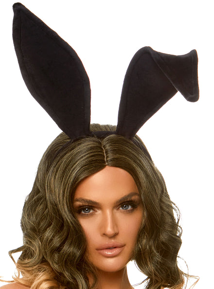 Womens Black Velvet Bendable Bunny Rabbit Costume Ears