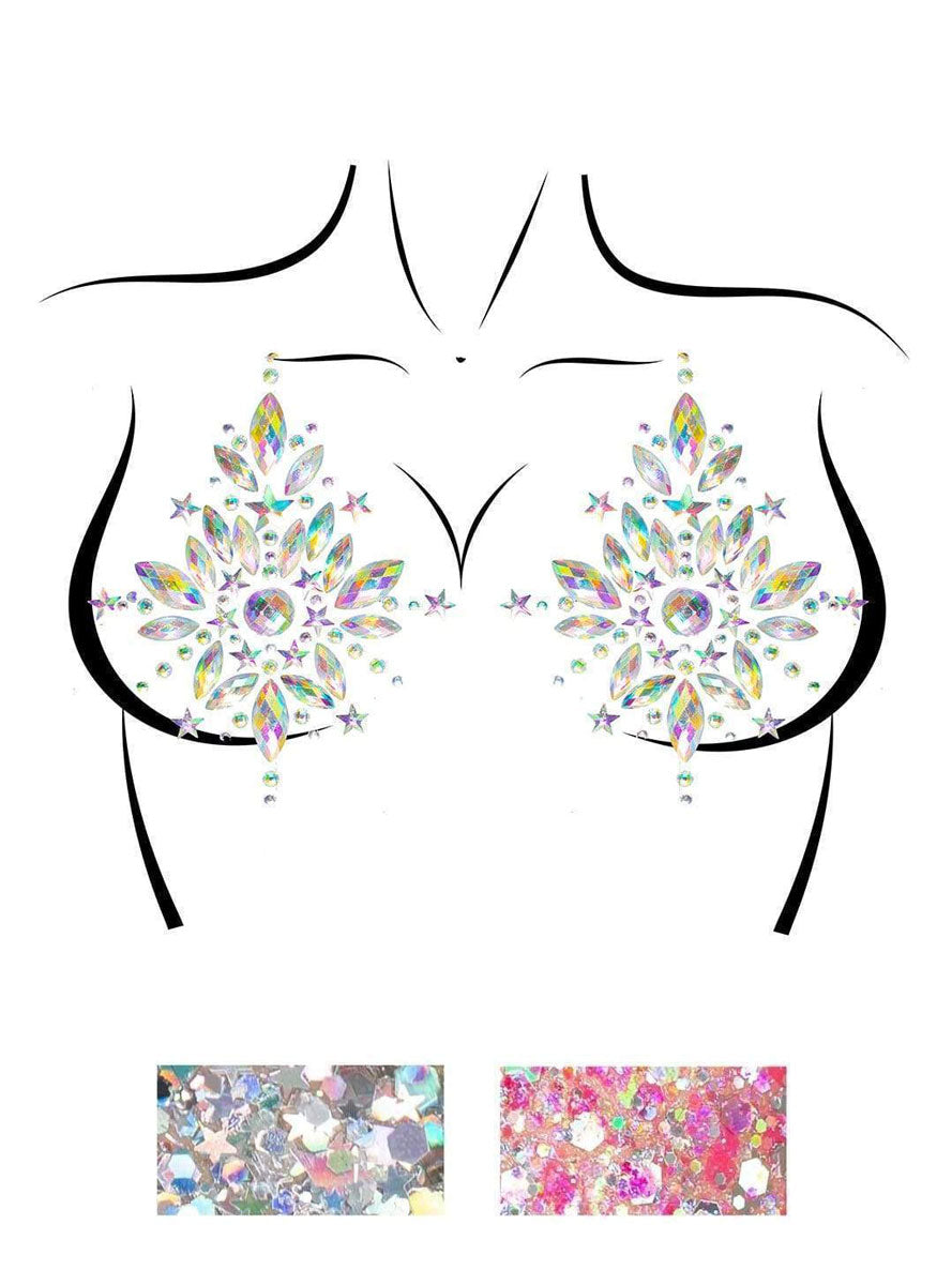 Cambria Clear Nipple Jewels And Body Glitter Set