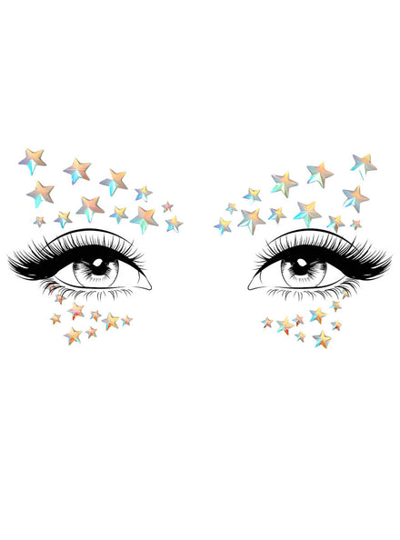 Celeste Glow In The Dark Clear Star Costume Face Jewels