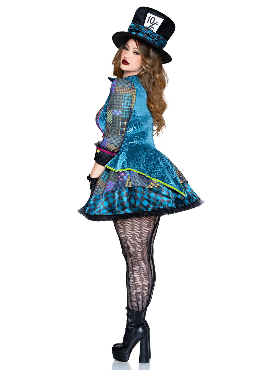 Womens Charming Mad Hatter Fairytale Plus Size Costume Side Image