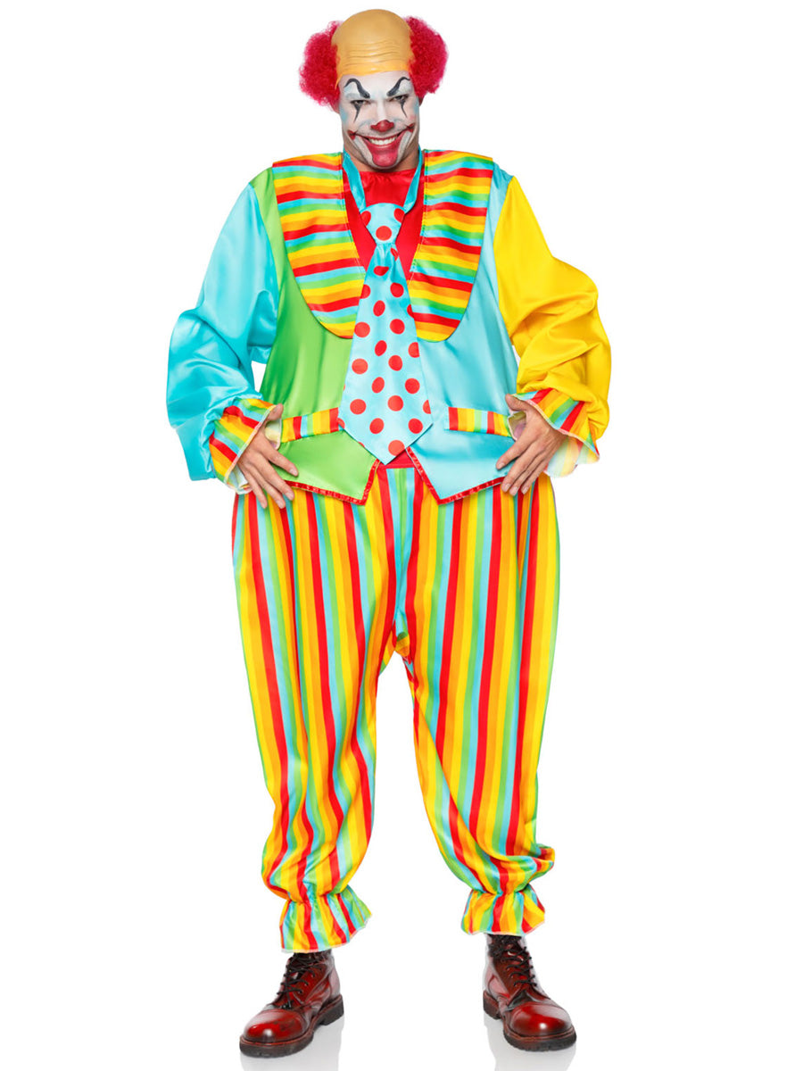 Mens Colourful Circus Clown Costume Alternative Image