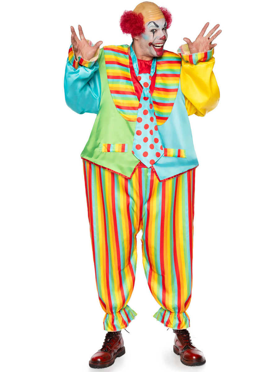 Mens Colourful Circus Clown Costume Main Image