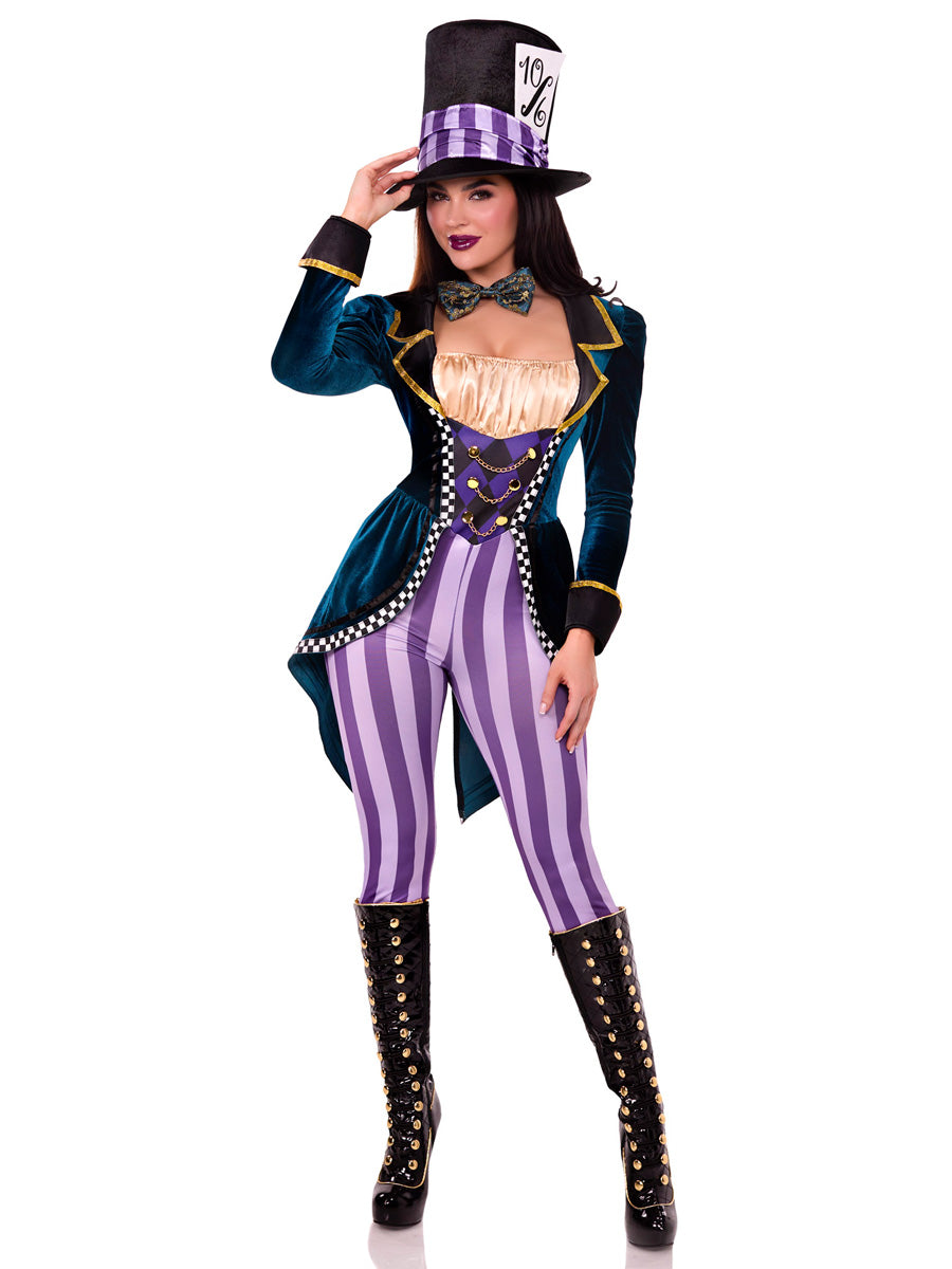 Womens Sexy Classic Purple And Green Mad Hatter Costume Alternative Image