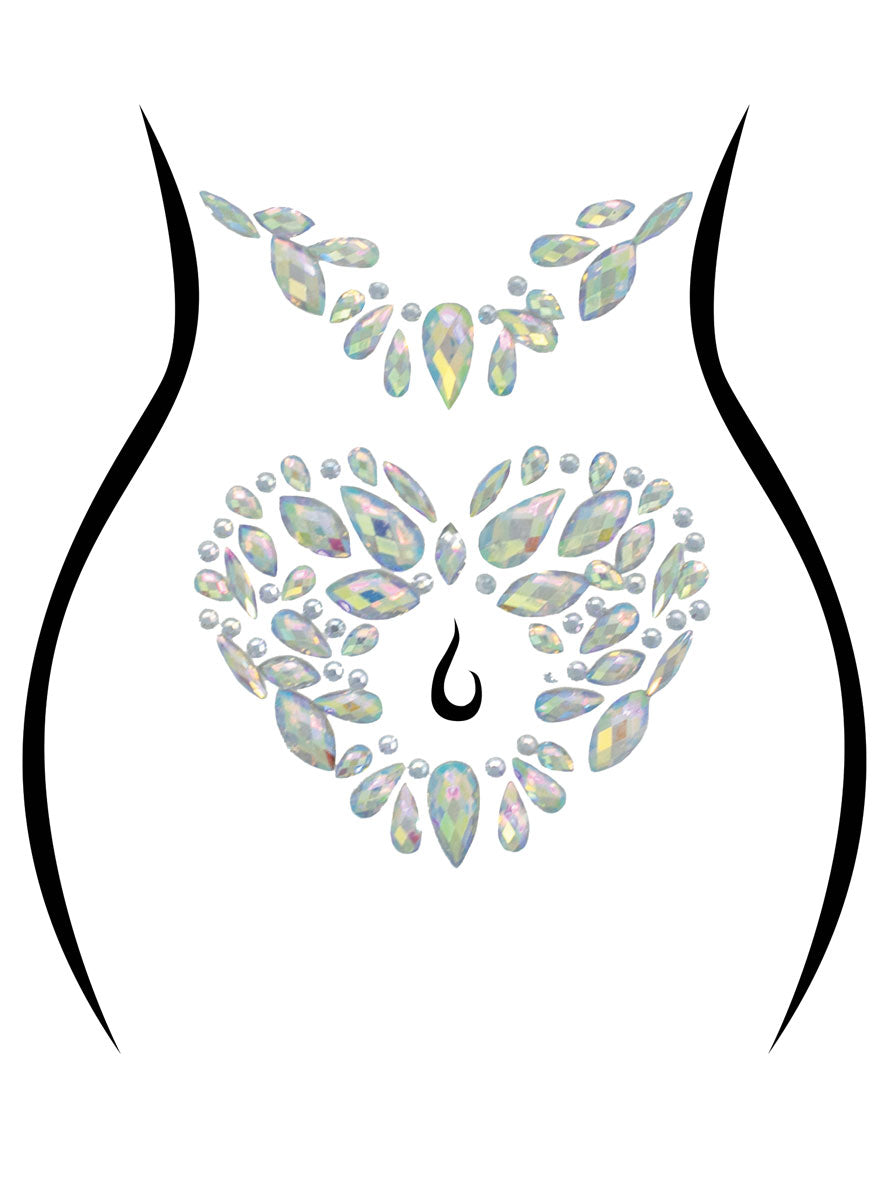 Clear Heart Shaped Belly Button Stick On Body Jewels Alternative Image