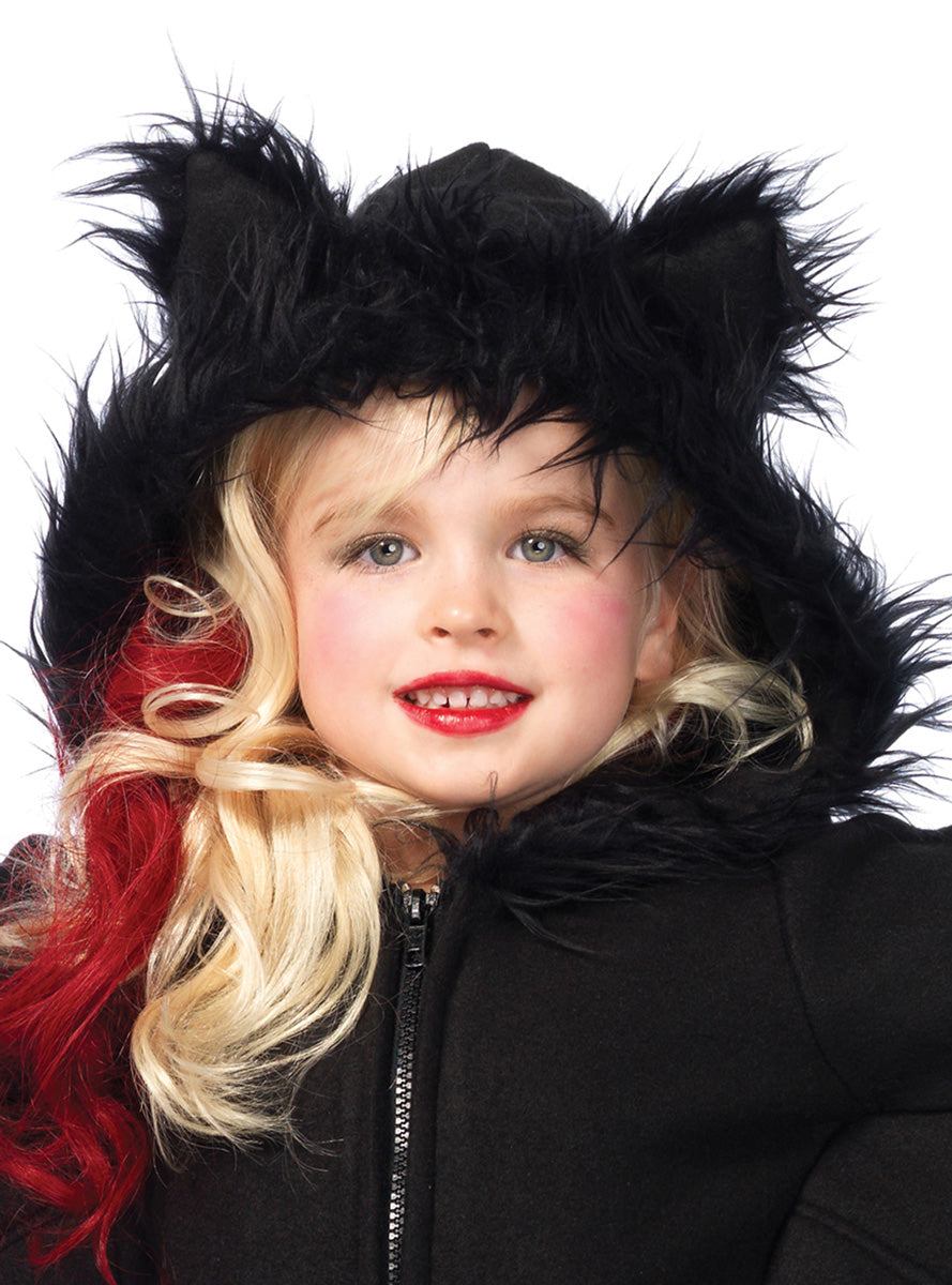 Girls Cozy Black Bat Halloween Costume Close Image 1