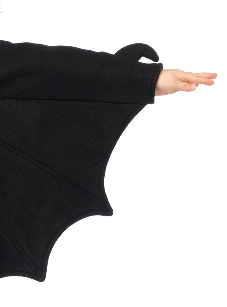 Girls Cozy Black Bat Halloween Costume Close Image 2