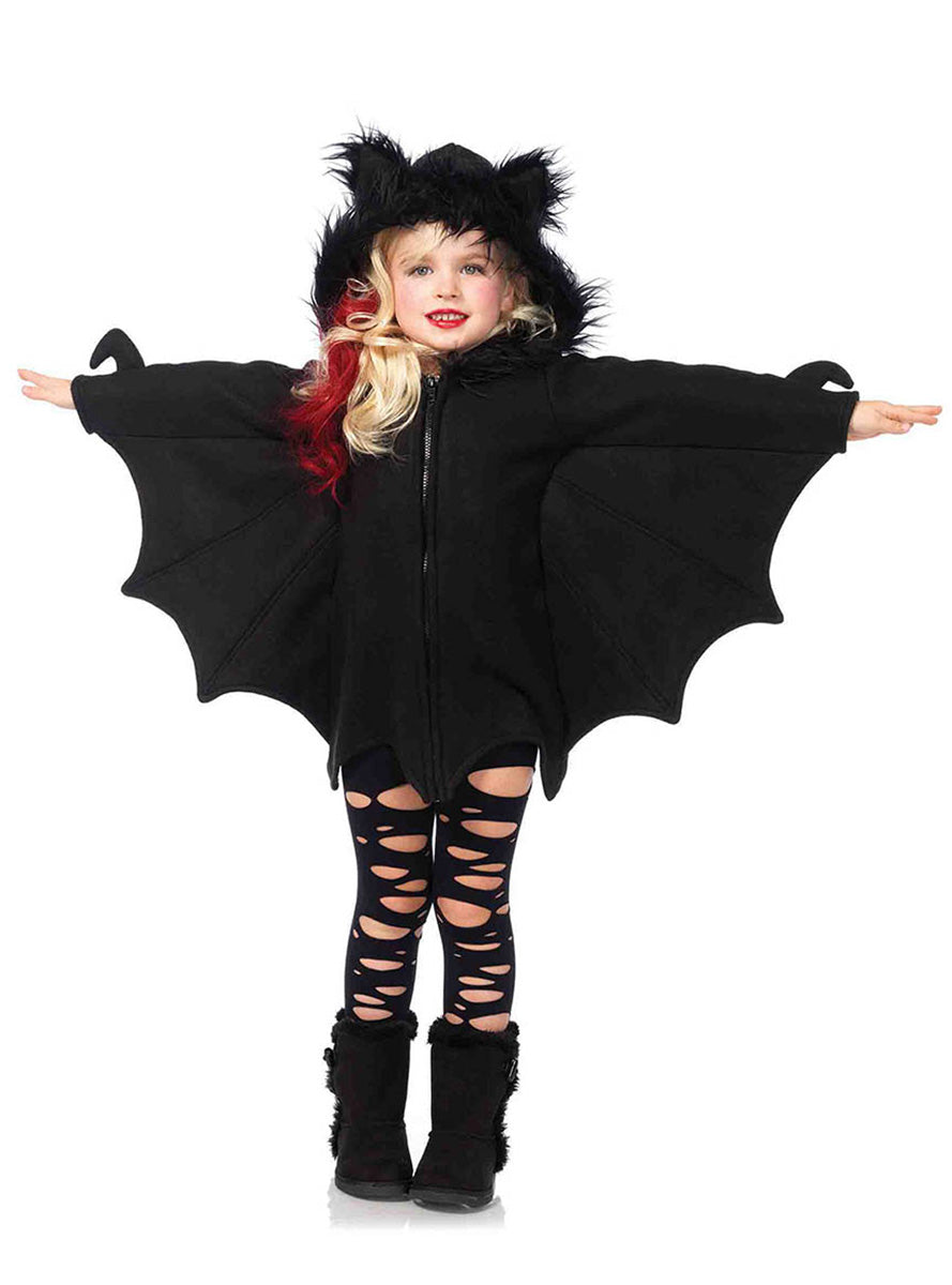 Girls Cozy Black Bat Halloween Costume Main Image