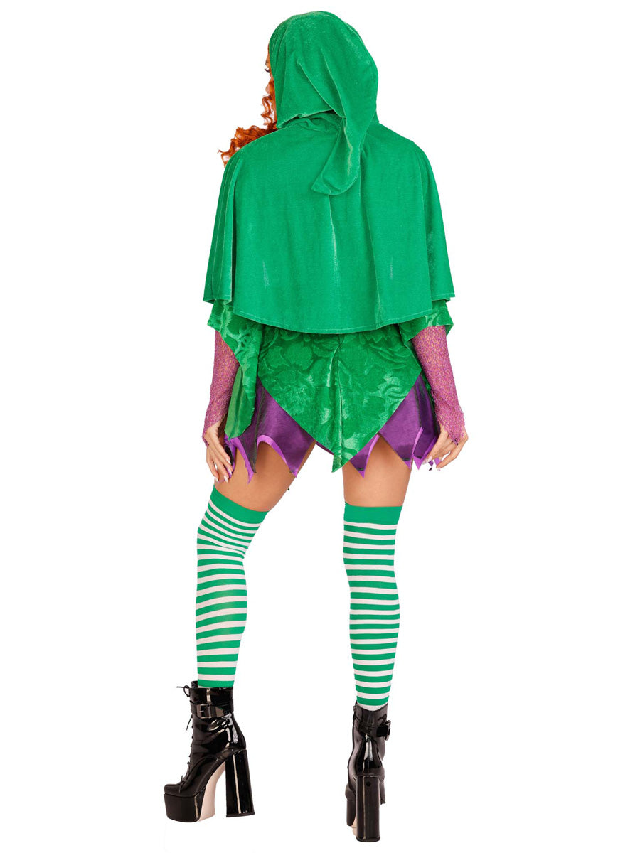 Womens Sexy Green Crafty Spellcaster Hocus Pocus Costume Back Image