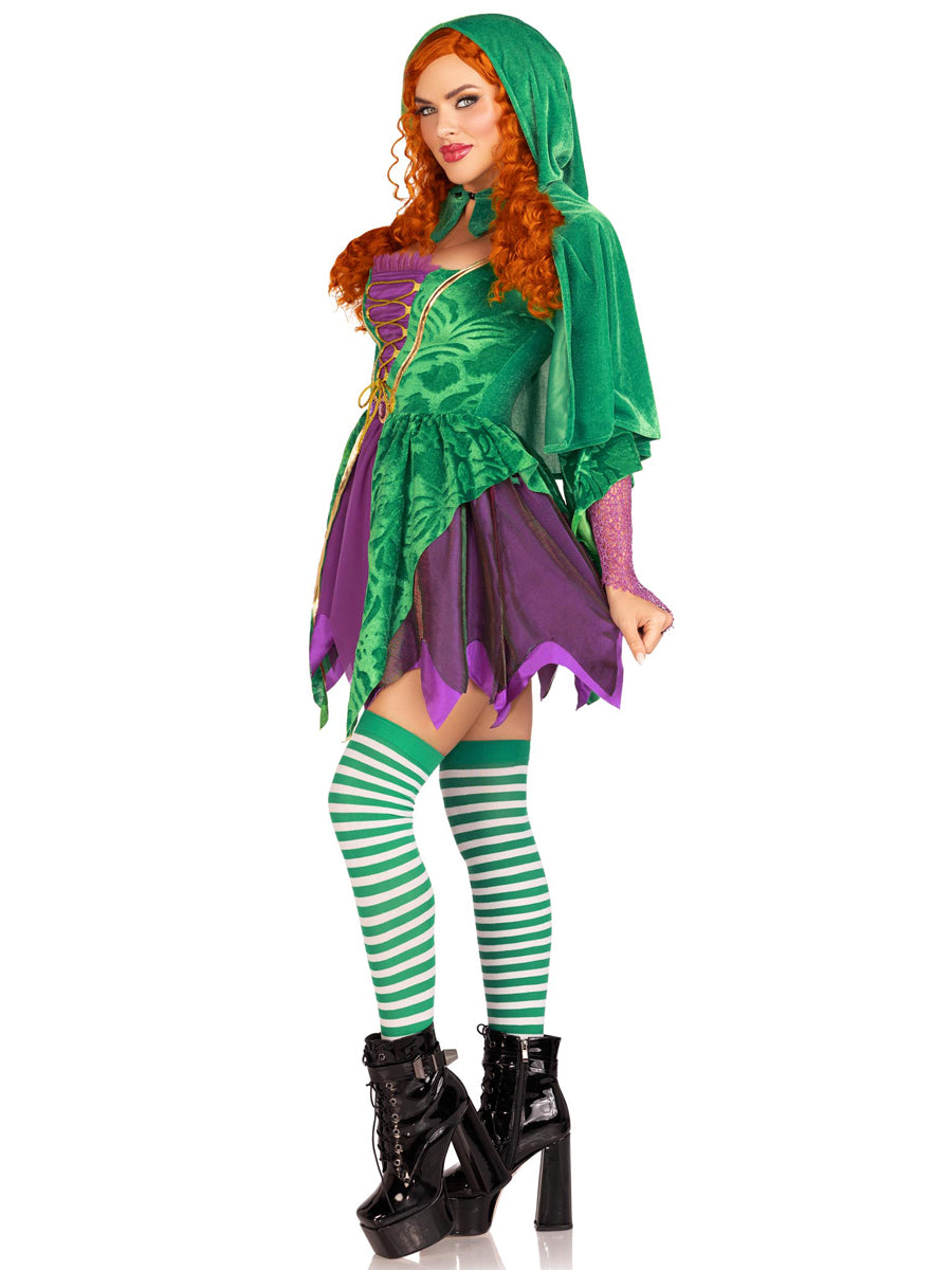 Womens Sexy Green Crafty Spellcaster Hocus Pocus Costume Side Image