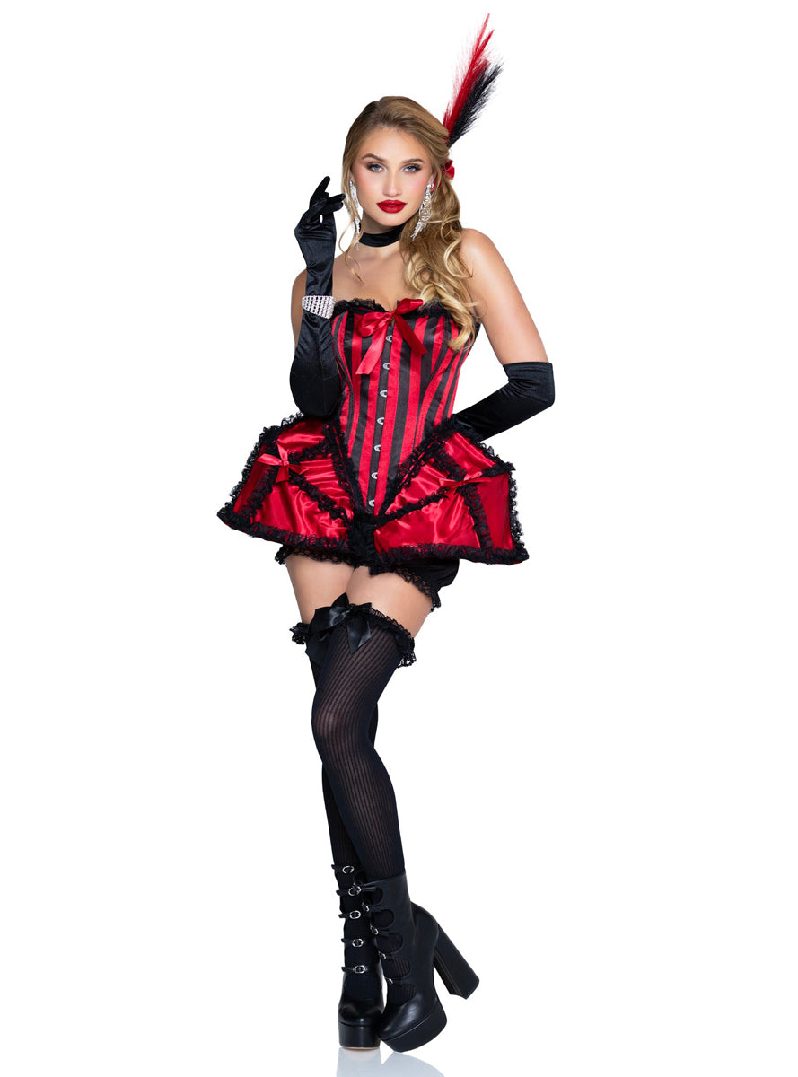 Womens Red Dance Hall Mistress Saloon Girl Costume Front Image
