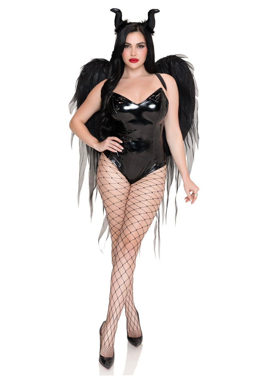 Dark Enchantress Black Chiffon Costume Wings And Horns Set