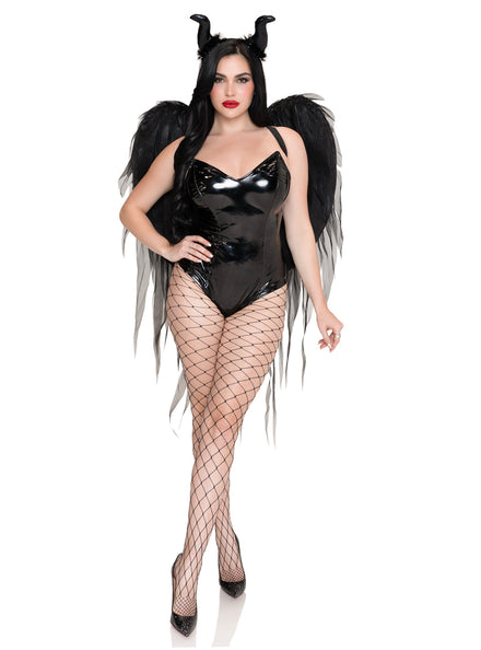 Dark Enchantress Black Chiffon Costume Wings And Horns Set