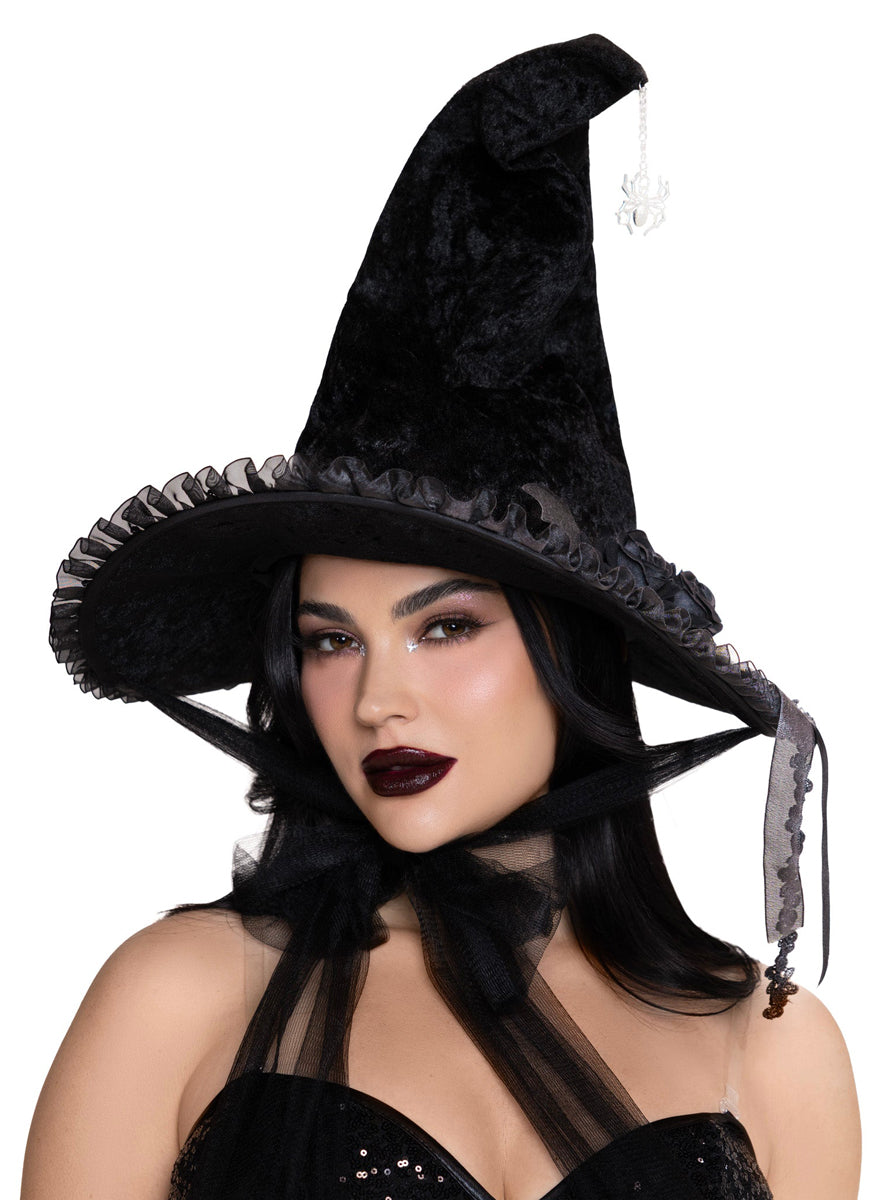 Dark Lolita Black Velvet Halloween Witch Hat