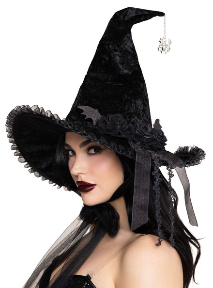 Dark Lolita Black Velvet Halloween Witch Hat