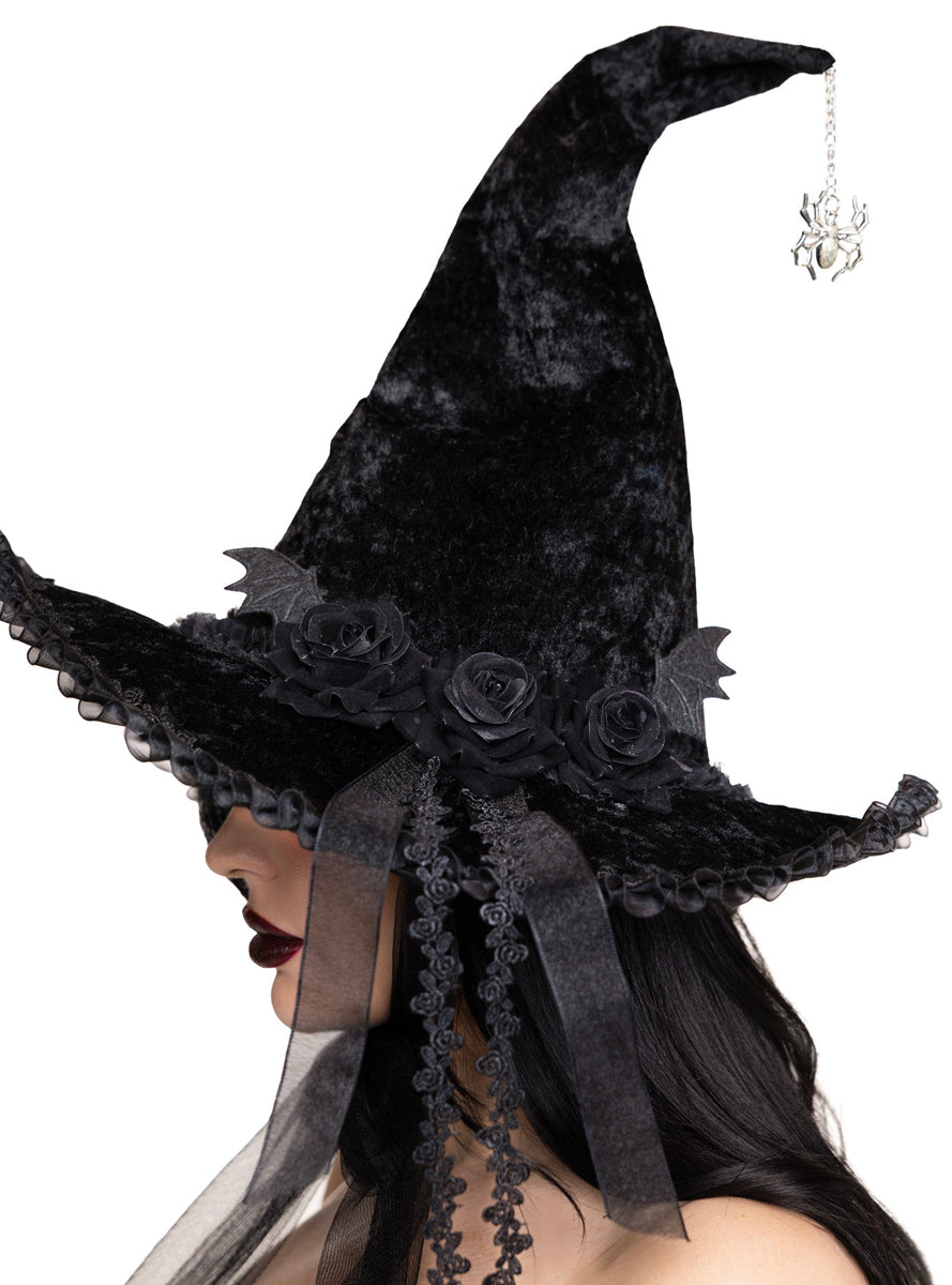 Dark Lolita Black Velvet Halloween Witch Hat