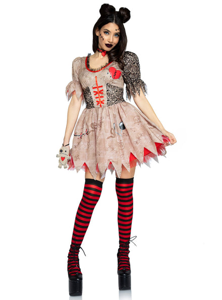 Womens Deadly Voodoo Doll Halloween Costume Front Image