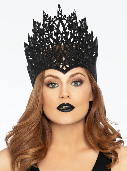 Die Cut Womens Black Glitter Costume Crown Alternative Image