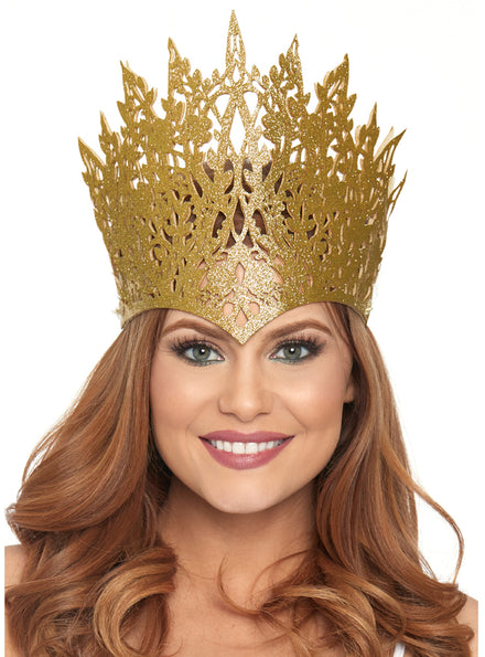 Die Cut Womens Gold Glitter Costume Crown Alternative Image