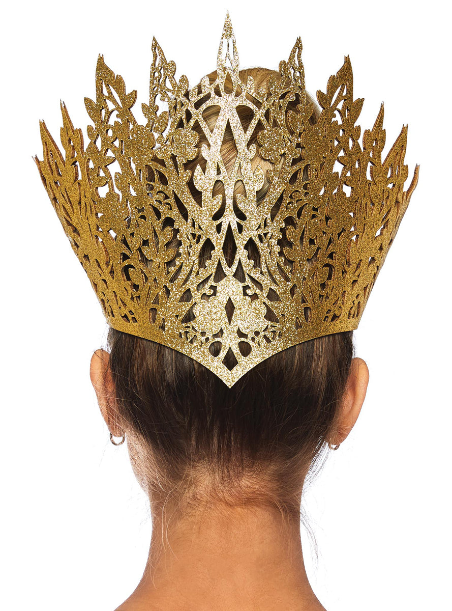 Die Cut Womens Gold Glitter Costume Crown Back Image