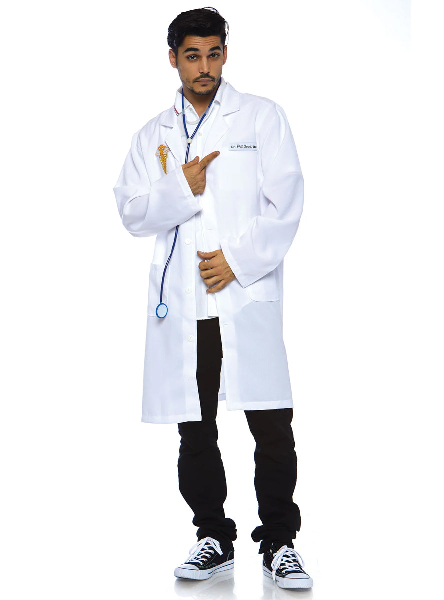 Mens White Doctor Phil Good Costume Lab Coat Main Image
