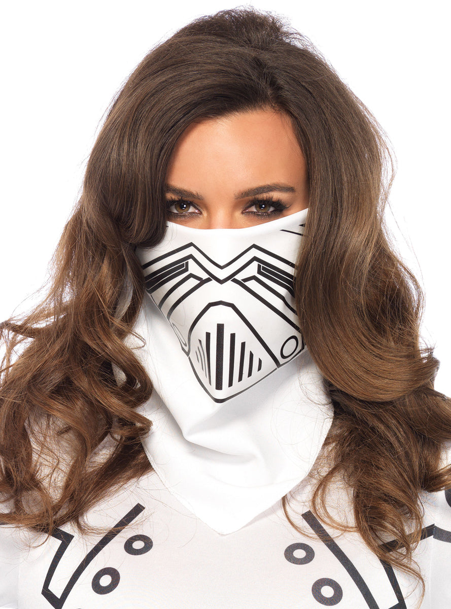 Adults White Evil Robot Stormtrooper Costume Bandana Main Image