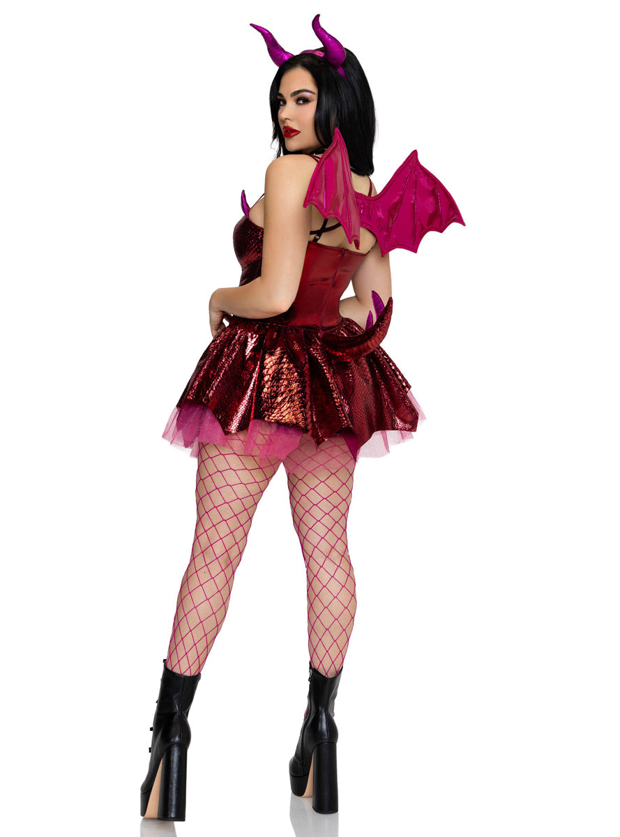 Sexy Womens Fiery Red Dragon Costume Side Image