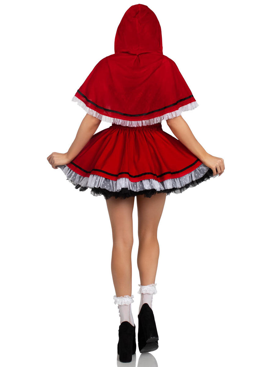 Womens Sexy Flirty Miss Red Fairytale Costume Back Image