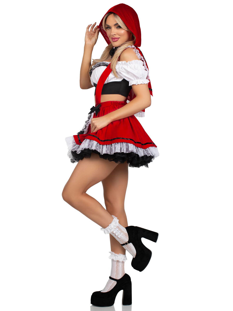 Womens Sexy Flirty Miss Red Fairytale Costume Side Image