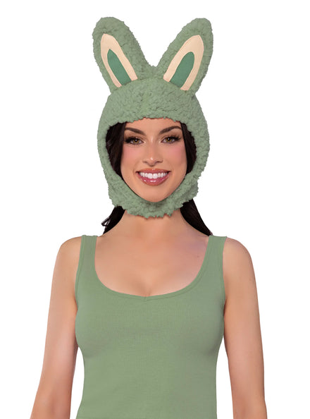 Fluffy Green Labubu Monster Womens Costume Bonnet Main Image