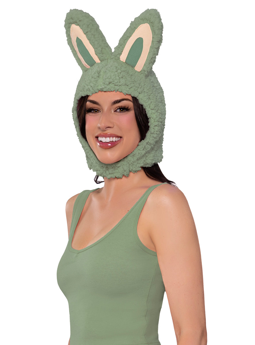 Fluffy Green Labubu Monster Womens Costume Bonnet Side Image