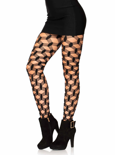 Fence Net Strappy Black Women's Pantyhose - Main Image