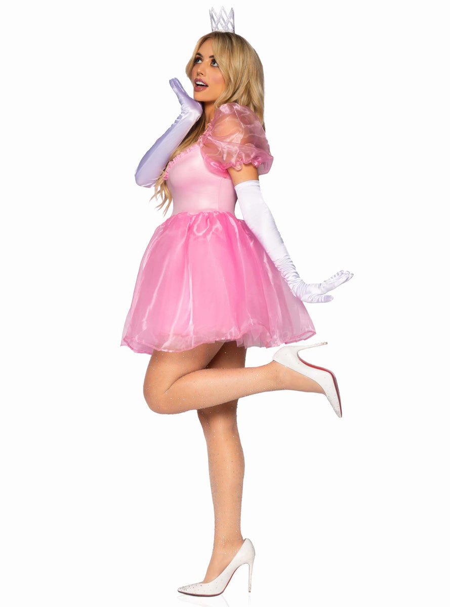 Frosted Organza Womens Pink Princess Puff Costume Dress Side Image