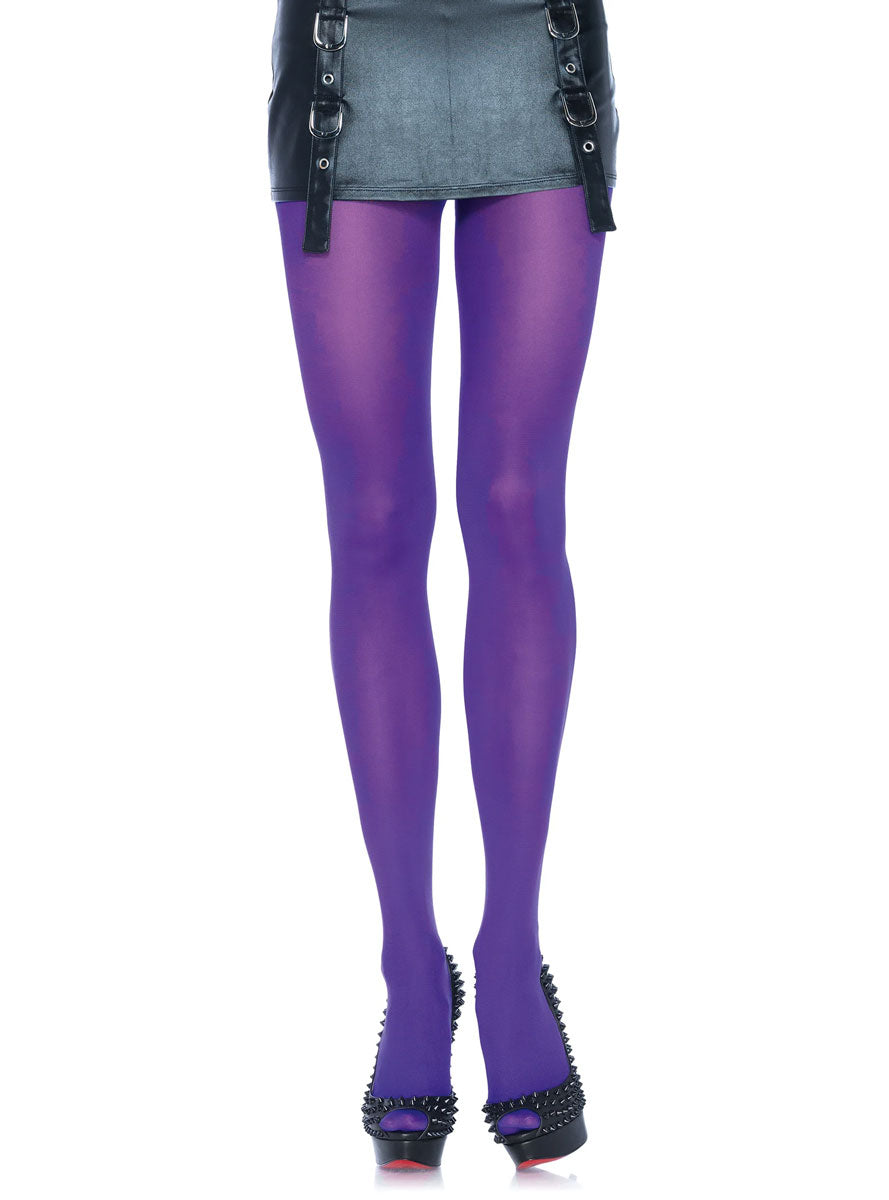 Plus Size Womens Purple Full Length Nylon Spandex Tights