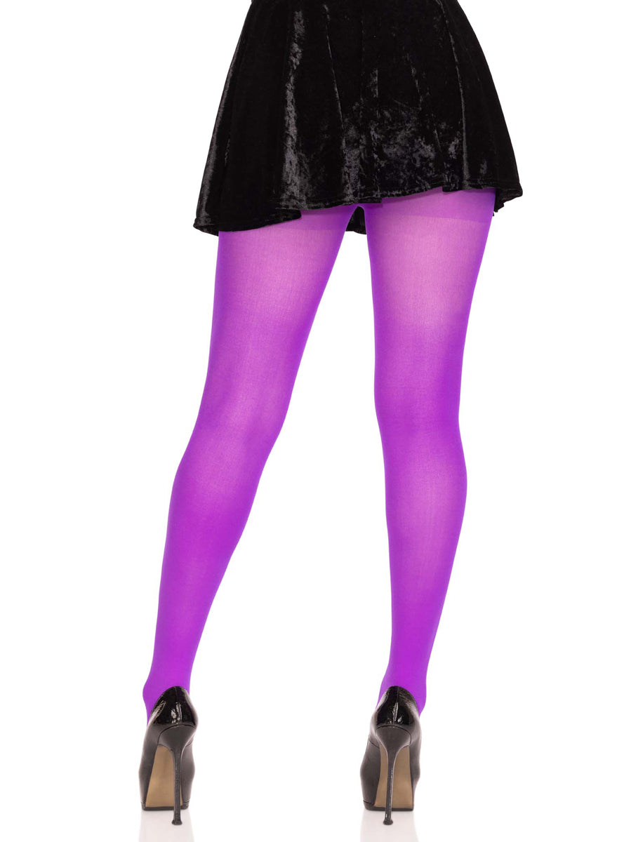 Leg Avenue Purple Opaque Women's Pantyhose Stockings - Back Image