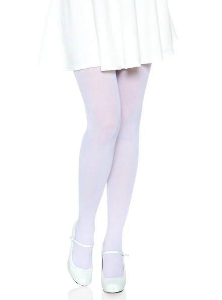 Leg Avenue Bright White Opaque Women's Pantyhose Stockings - Main Image