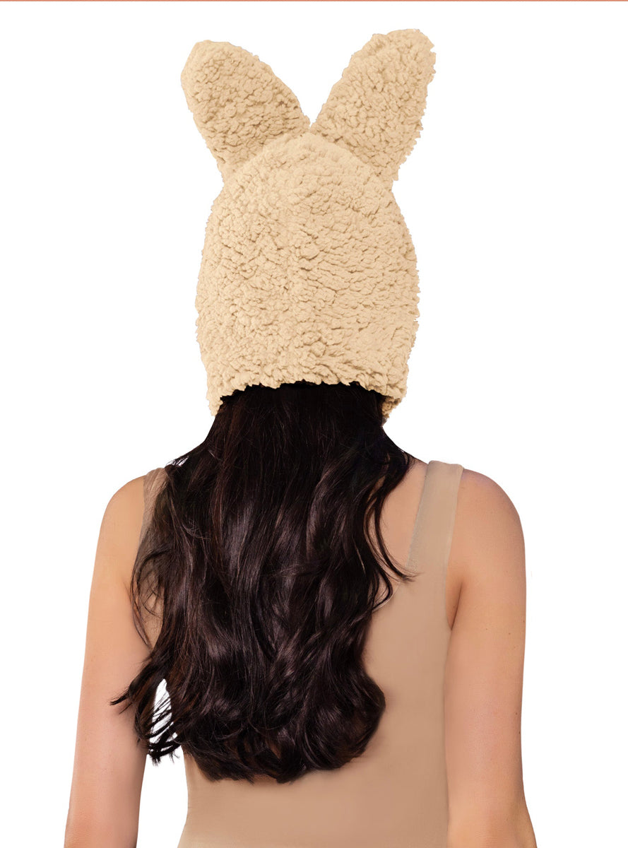Furry Beige Monster Labubu Hat Back Image