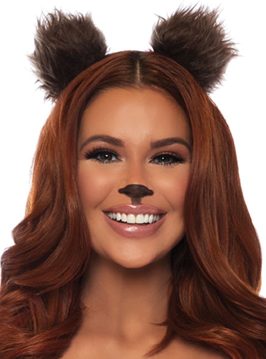 Womens Brown Bear Furry Costume Headband Alternative Image 1