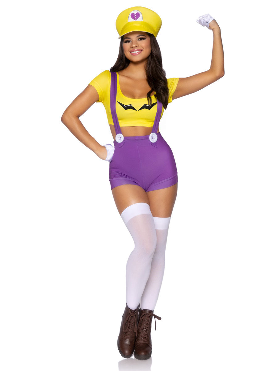 Womens Sexy Purple And Yellow Gamer Villain Wario Costume Alternative Image