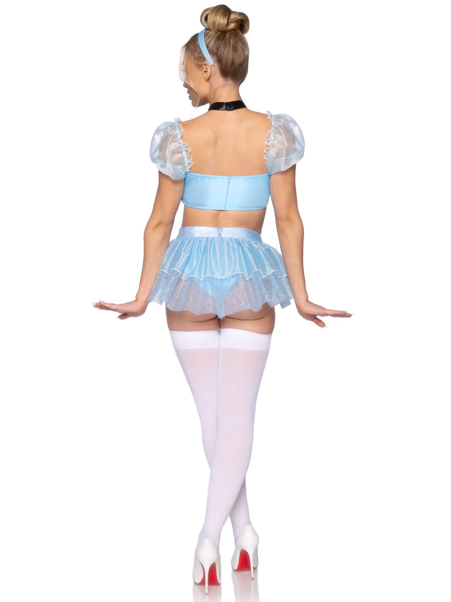 Womens Sexy Blue Glass Slipper Cinderella Princess Costume Back Image