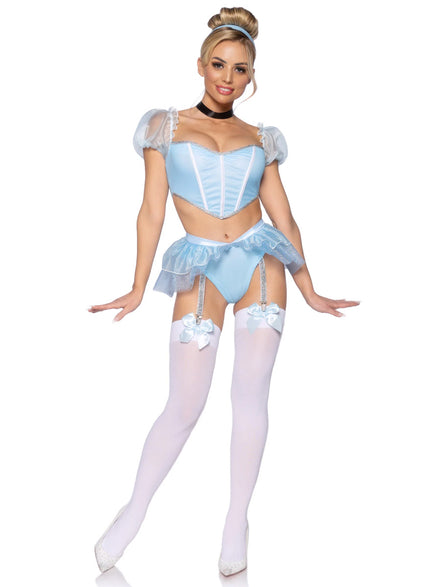 Womens Sexy Blue Glass Slipper Cinderella Princess Costume Main Image