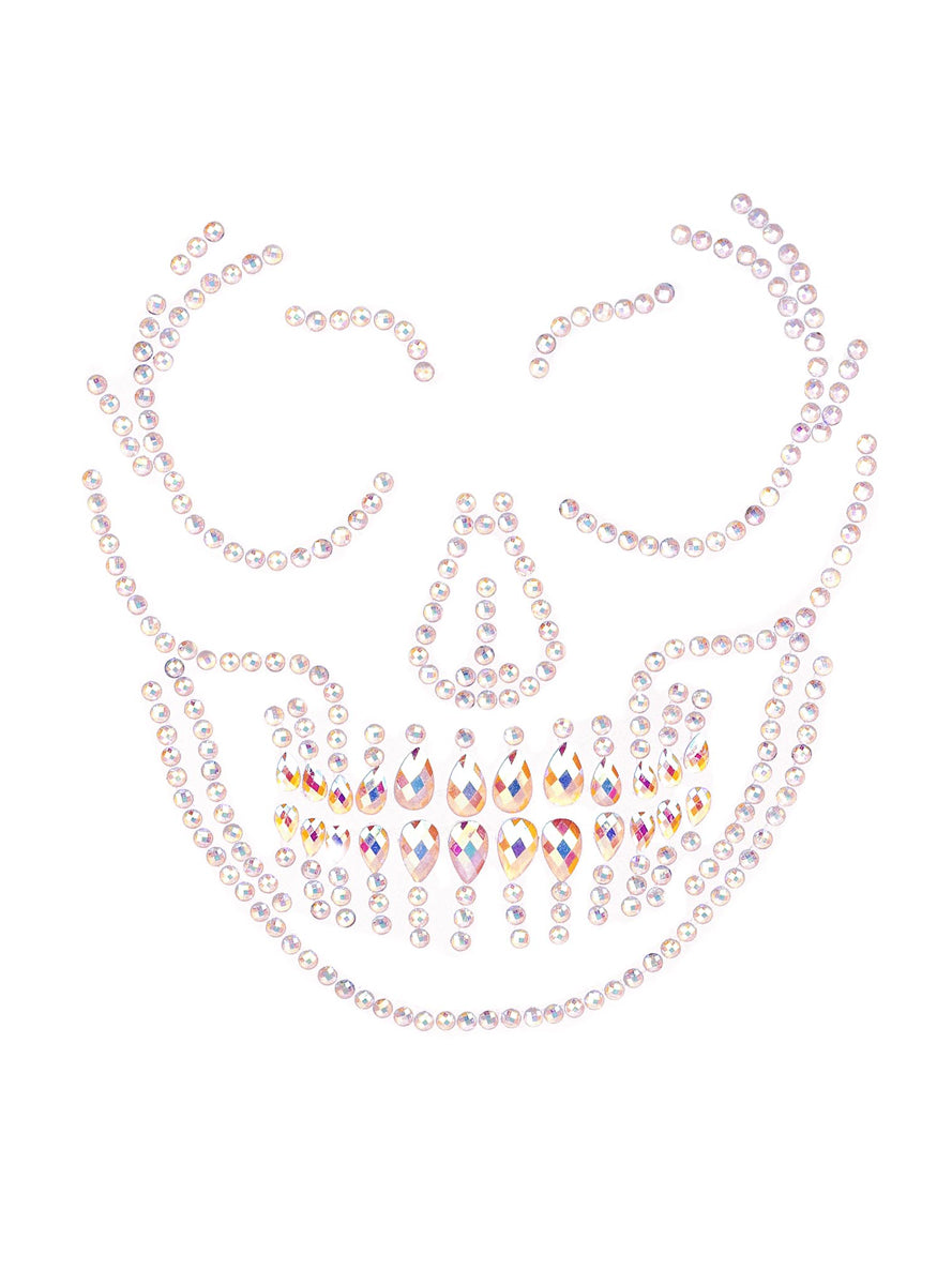 Womens Glow In The Dark Skull Halloween Costume Face Jewels Main Image