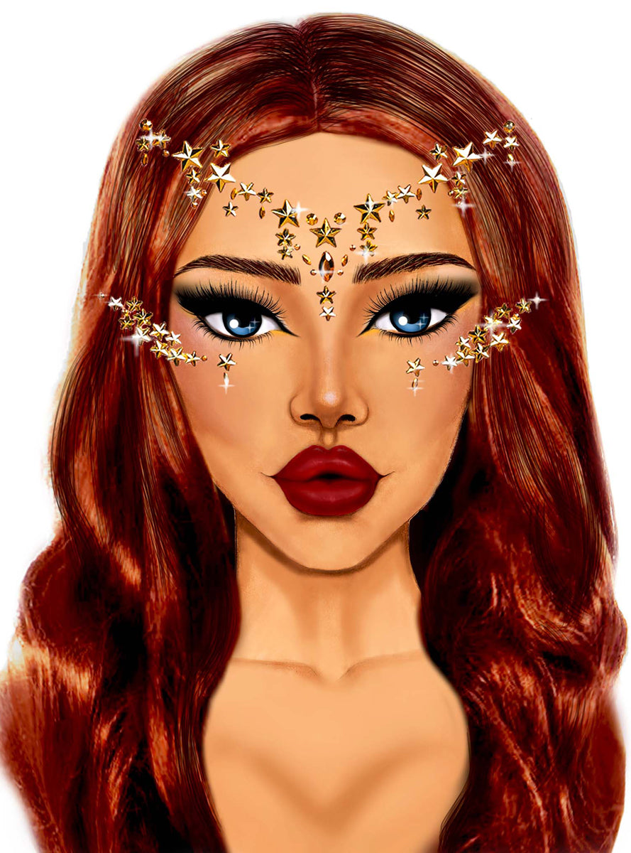 Womens Gold Star Sign Costume Face Jewels Alternative Image