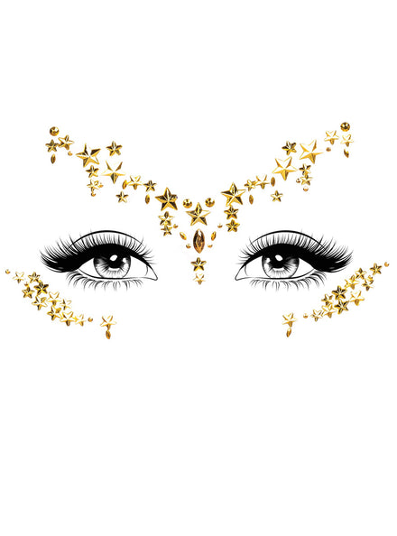 Womens Gold Star Sign Costume Face Jewels Main Image