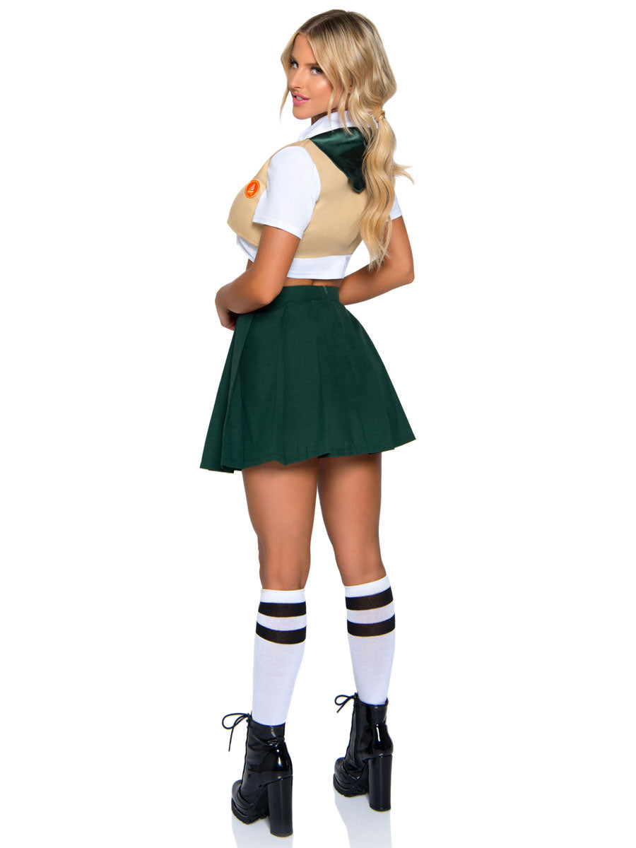 Womens Sexy Green And White Scout Costume Back Image