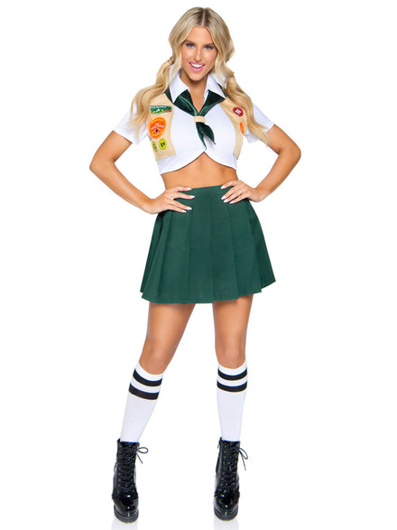 Womens Sexy Green And White Scout Costume Main Image